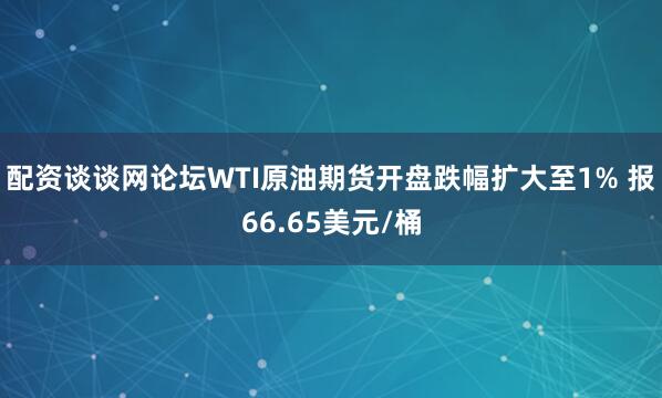配资谈谈网论坛WTI原油期货开盘跌幅扩大至1% 报66.65美元/桶